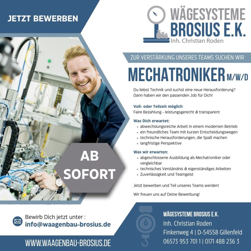 Stellenanzeige Mechatroniker 2025